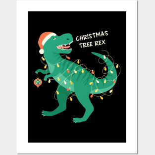 T-rex christmas tree Posters and Art